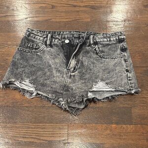 SHEIN Black Distressed Jean Shorts